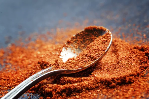 Ground chili pepper in a spoon — Stock Photo, Image