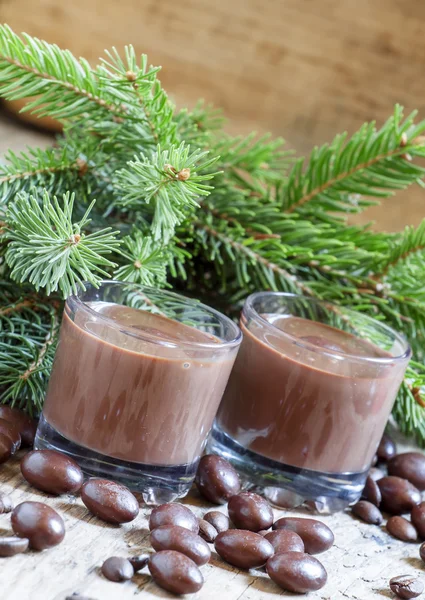 Sobremesa de chocolate e café e doces — Fotografia de Stock