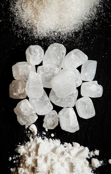 Açúcar, açúcar doce, açúcar branco em pó — Fotografia de Stock