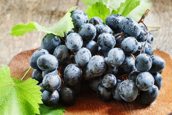 Uvas azules sobre el viejo fondo de madera — Foto de Stock