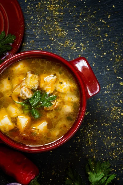 Soup with meat, potatoes and vegetables — Stock Image Soup with meat, potatoes and vegetables Stock Picture