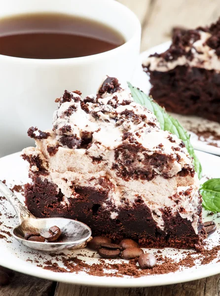 Leckeren Schokoladenkaffee Kuchen — Stockfoto