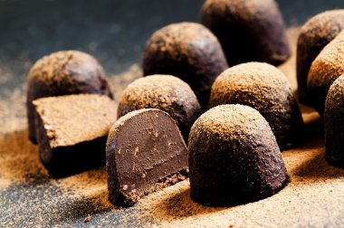 Kakao tozu ile ev yapımı çikolata truffles 