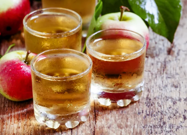 冷的苹果汁和新鲜的苹果 — 图库照片