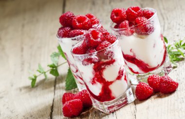 Çilek ve nane ile Ahududu Ice cream