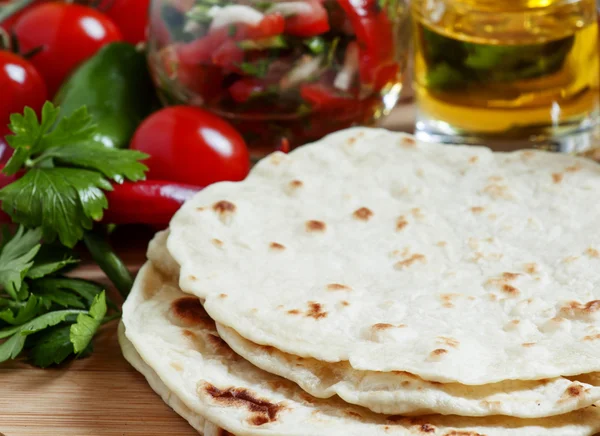 Homemade tortilla on the board — Stock Photo, Image