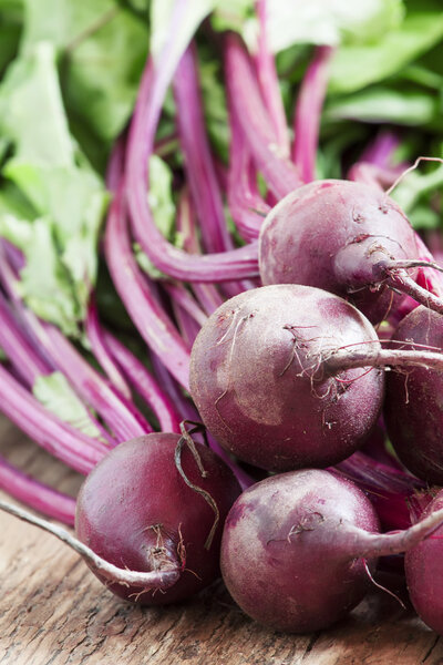 Fresh organic beetroot with tops