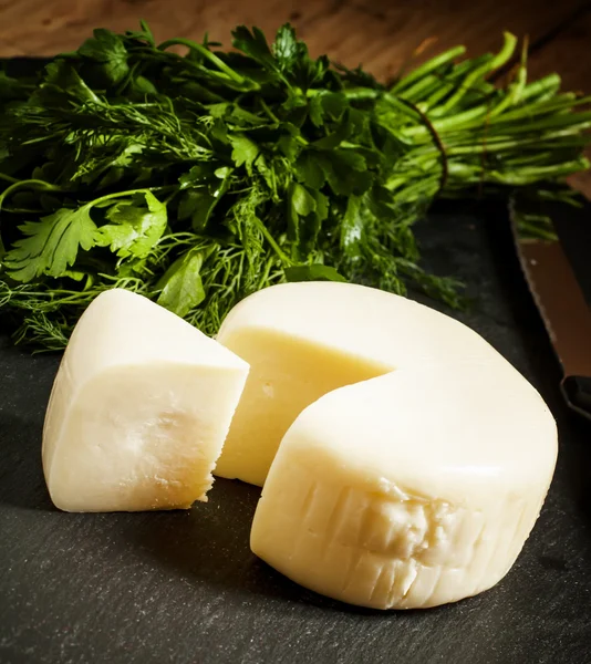 Traditional Caucasian homemade cheese sulguni — Stock Photo, Image