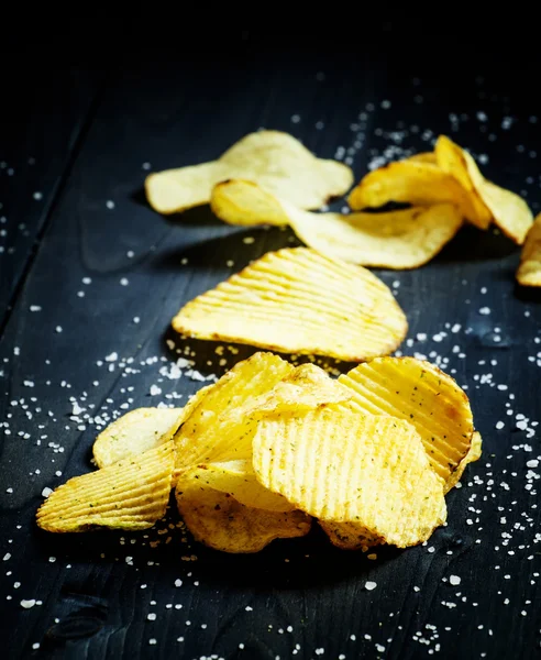 Burgonya chips, és porcukros só — Stock Fotó