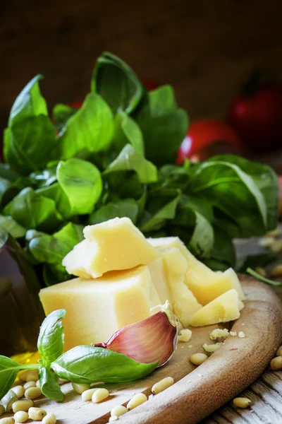 Итальянские специи, травы, сыр и оливковое масло — стоковое фото