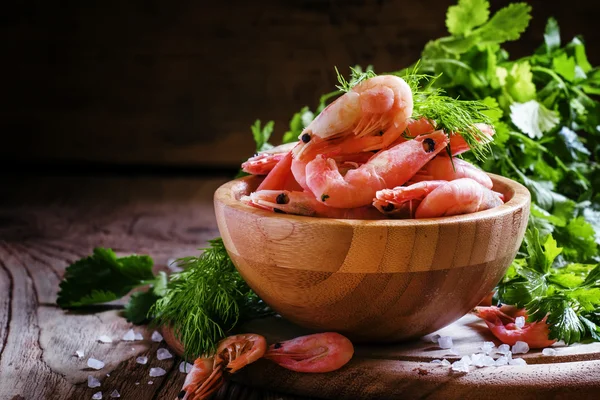 Gekochte Garnelen, selektiver Fokus — Stockfoto