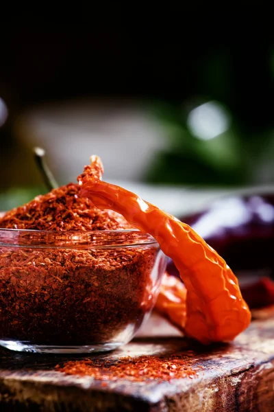 Pozemní sušená paprika červená — Stock fotografie