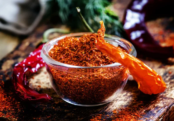 Pozemní sušená paprika červená — Stock fotografie