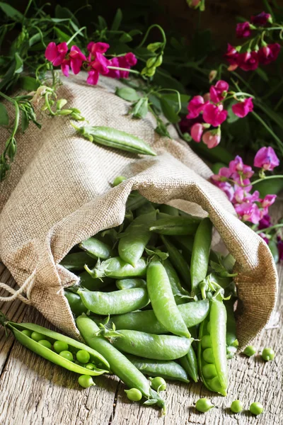 Grüne Erbsen, selektiver Fokus — Stockfoto