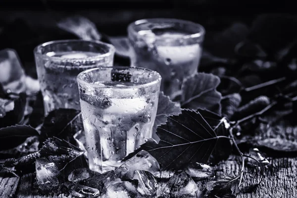 Ruská vodka, černobílý obraz — Stock fotografie
