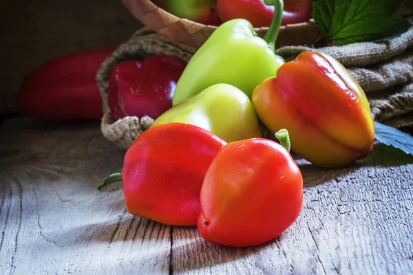 Red and green bell peppers — Stock Photo, Image