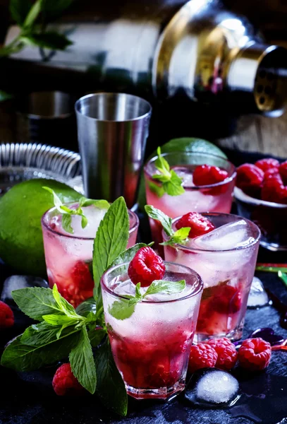 Alcool mojito cocktail aux framboises — Photo