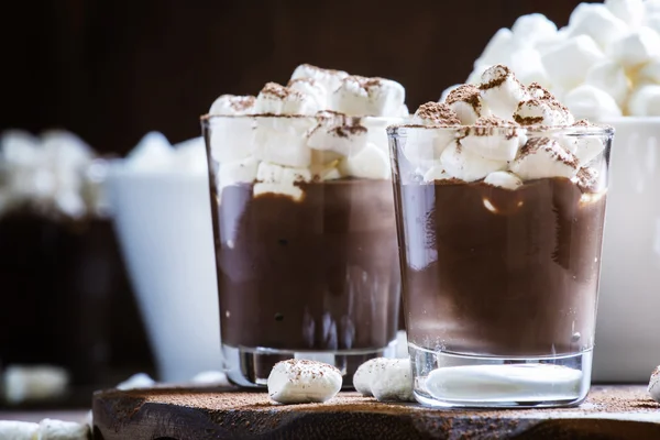 Dolce al cioccolato invernale con marshmallow — Foto Stock