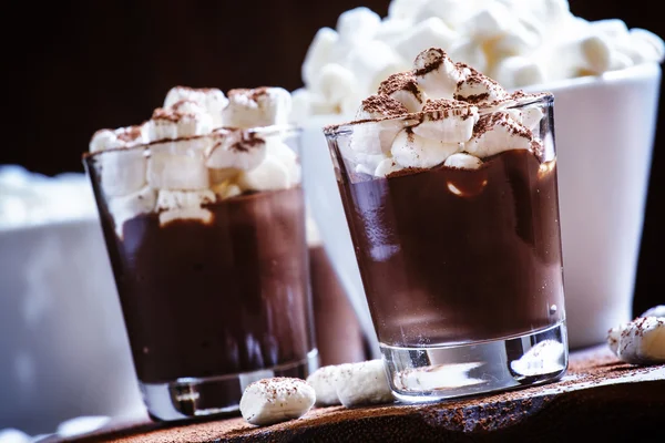 Dolce al cioccolato invernale con marshmallow — Foto Stock