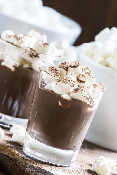Winter chocolade dessert met marshmallows — Stockfoto