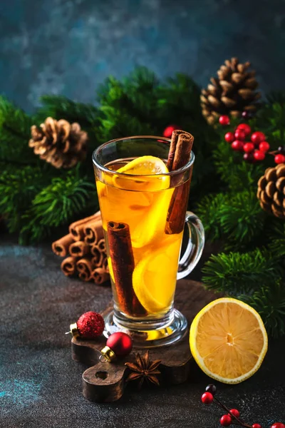 Natal Ano Novo Bebida Quente Inverno Coquetel Grogue Picante Soco — Fotografia de Stock