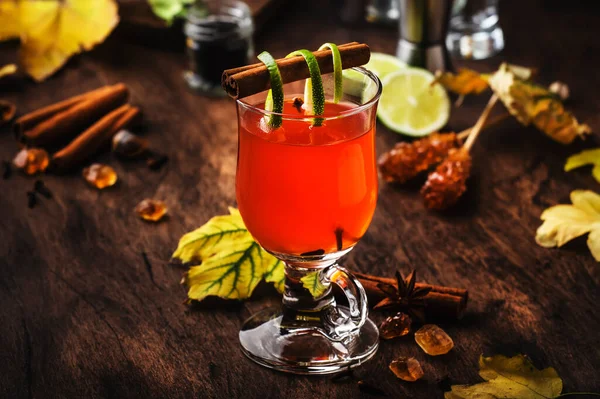 Heißer Rum Punsch Grog Herbst Oder Winter Wärmender Alkoholischer Cocktail — Stockfoto