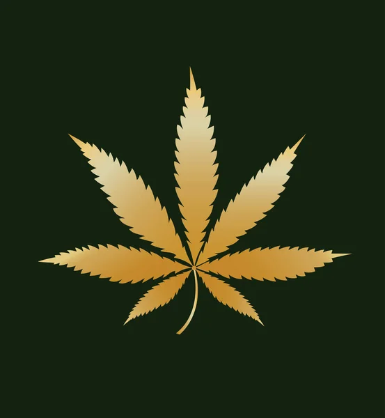 大麻或大麻金叶病媒模板 深绿色背景上的孤立插图 — 图库矢量图片