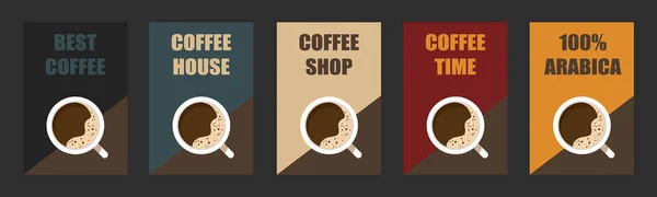 Набор Векторных Кофейных Фонов Текстом Шаблоны Дизайна Кафе Дома Кафе — стоковый вектор