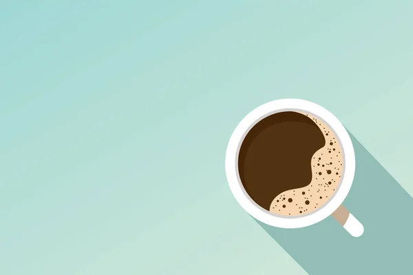 Espresso Kaffeetasse Von Oben Vorhanden Blauer Hintergrund Flache Vektor Illustration — Stockvektor