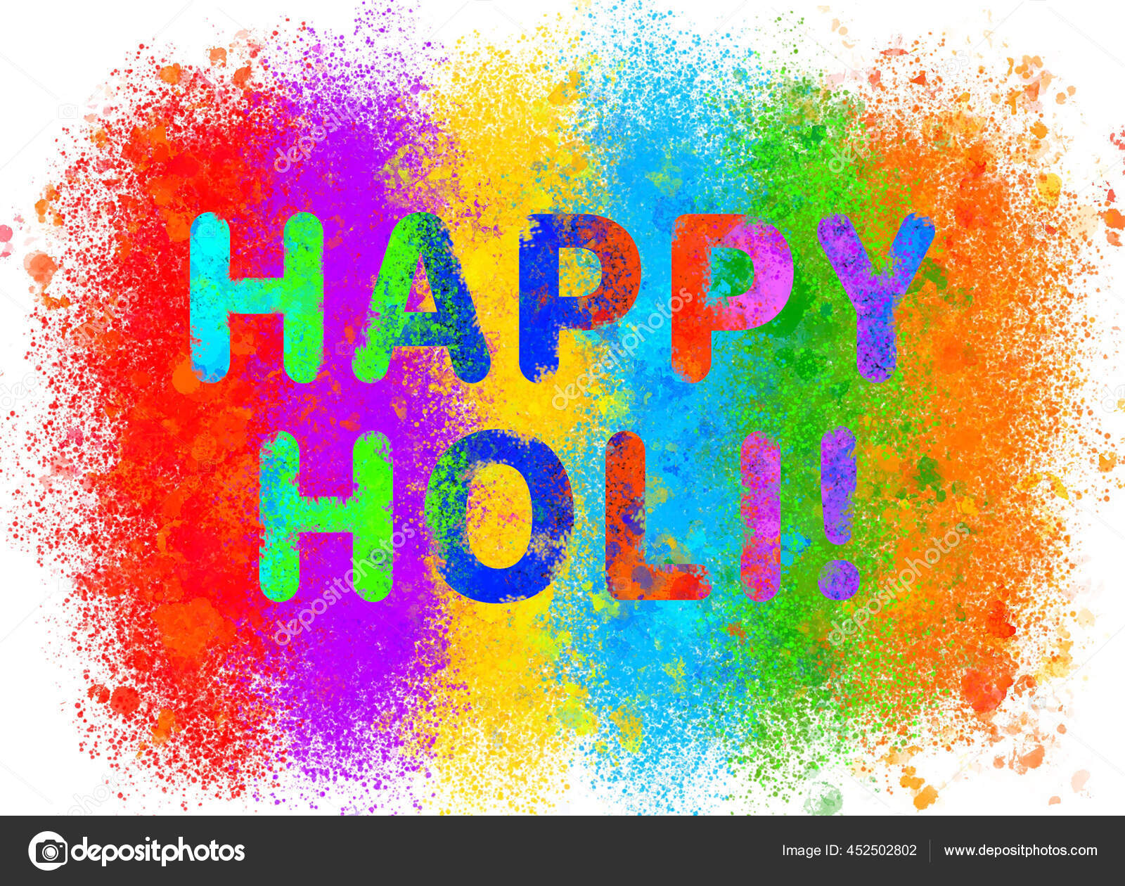 Abstract Colorful Happy Holi Background Digital Drawing Color Spots White  Stock Photo by ©5PH 452502802