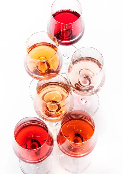 Rosenweinglas Auf Grauem Tisch Vorhanden Rosa Rosado Rosato Oder Rouge — Stockfoto