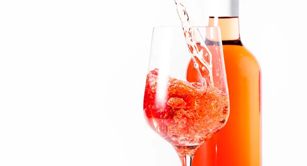 Wino Różane Wylewające Się Butelki Biały Placyk Rosado Rosato Lub — Zdjęcie stockowe