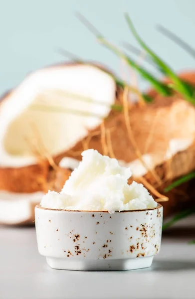 Mct Coconut Butter Hard Oil Organic Healthy Food Beauty Spa — Stock Photo, Image