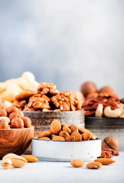 Surtido Nueces Anacardos Avellanas Nueces Almendras Etc Alimento Saludable Snacks —  Fotos de Stock