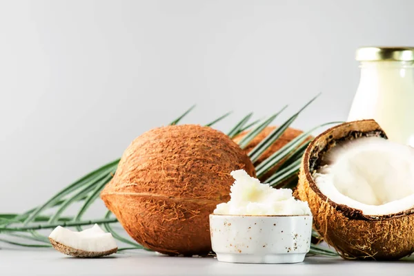 Mct Manteiga Coco Óleo Duro Alimentos Orgânicos Saudáveis Produtos Beleza — Fotografia de Stock