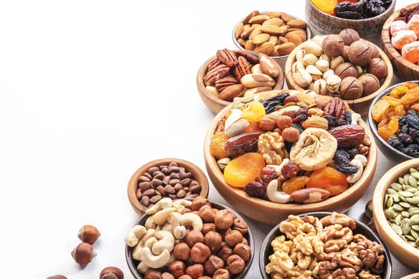 Frutos Secos Frutos Secos Albaricoques Secos Higos Pasas Pacanas Nueces — Foto de Stock