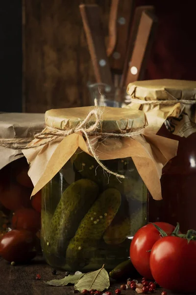 Alimentos Veganos Preservados Fermentados Conserva Conserva Conserva Legumes Orgânicos Frutas — Fotografia de Stock