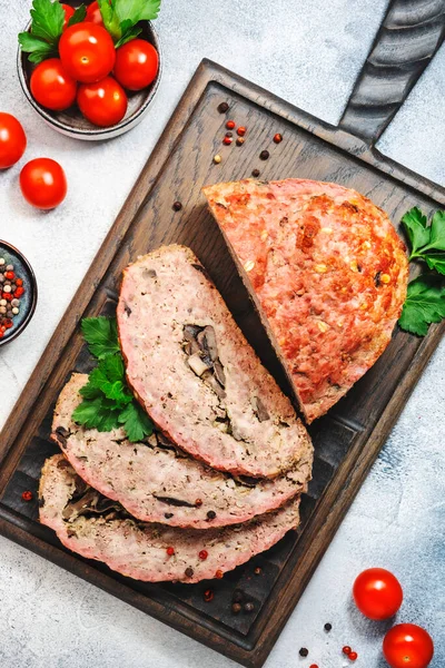 Húsgombóc Mashrooms Klasszikus Amerikai Étel Sült Sertés Marhahús Darált Húst — Stock Fotó