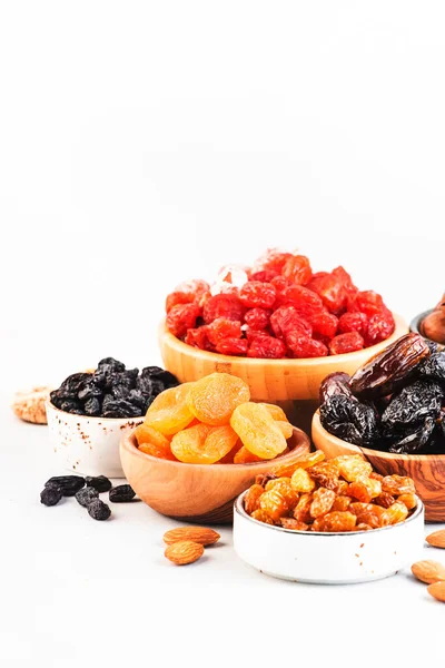 Surtido Frutos Secos Frutos Secos Snacks Saludables Albaricoques Secos Higos — Foto de Stock