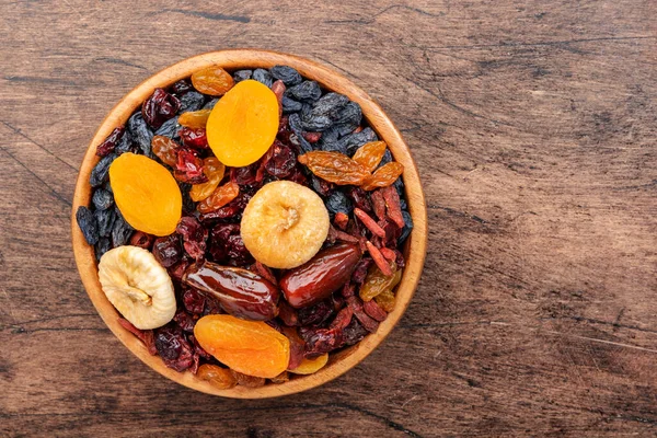 Dried Fruits Bowl Healthy Food Snack Sun Dried Organic Mix — Stock Photo, Image