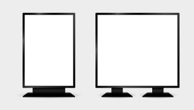 Boş beyaz ekran vektörü ile ön görünüm LED imza modelleme seti
