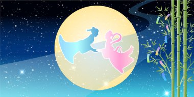 Tanabata Samanyolu Japon Desenli Arkaplan