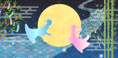 Tanabata Samanyolu Japon Desenli Arkaplan