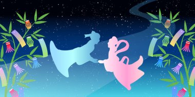 Tanabata Samanyolu Japon Desenli Arkaplan