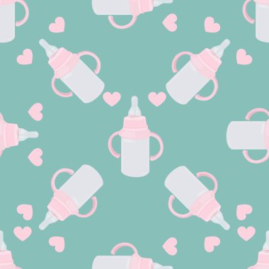 Bebek şişe modeli deniz mavisi zemin 2