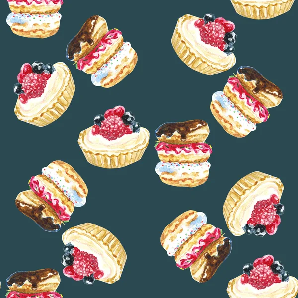 달콤한 케이크와 함께 패턴 — 스톡 사진