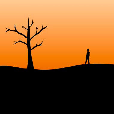 Gün batımı arkaplanındaki ağaç.