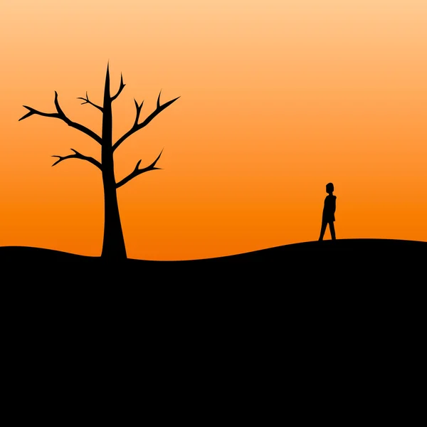 Gün batımı arkaplanındaki ağaç.