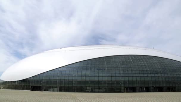 Sports Palace Grand. Sochi. Adler. Olympic Park. Modern building. Hockey Stadium. Good weather. Olympic Stadium. Olympic object. Olympic legacy. After the Olympics. — Stock Video