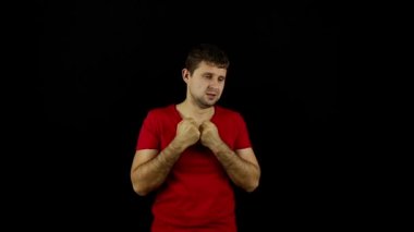 Umutsuzluk adam. Adam uğrar. Umutsuzluk. Duygular. Bir trajedi. Depresyon. Siyah arka plan.